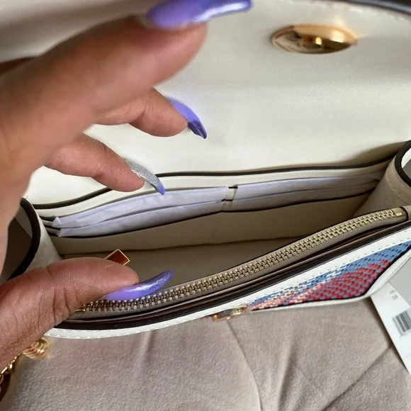 Tory Burch Emerson Woven Min Top Handle Satchel Bag New Cream Bright Samba - Picture 5 of 15